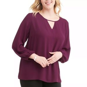 Terra & Sky Plus-size Long Sleeve Maroon blouse